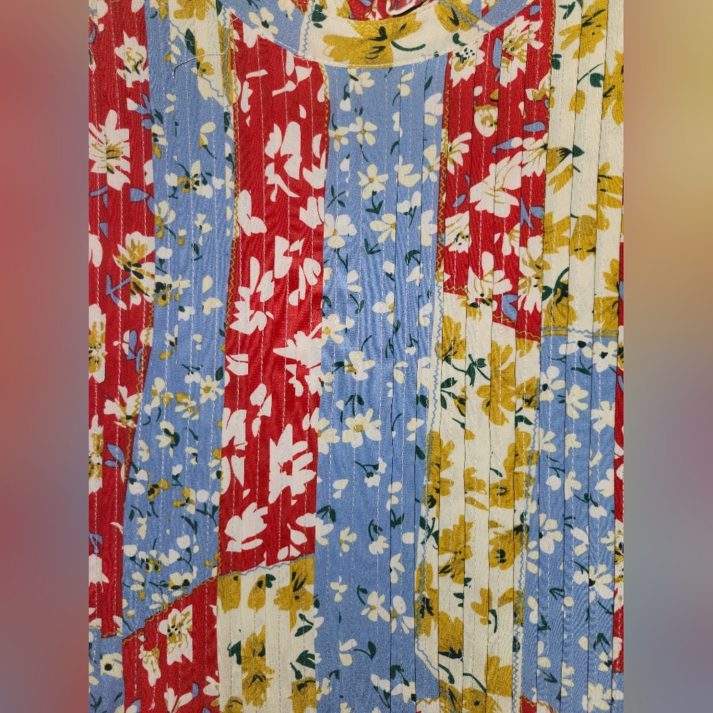 Multi-Color Floral Patchwork Mini Dress - Picture 12 of 14